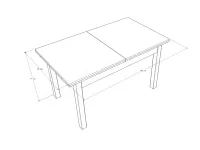 Berta asztal (140x80+40) méretrajz